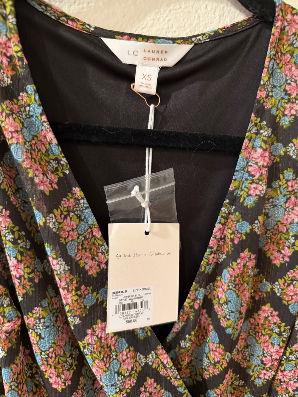 LC Lauren Conrad Black Floral Diamond-Print Maxi Wrap Dress - Picture 3 of 8